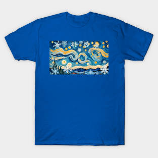 Snowflakes van Gogh Style T-Shirt